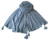(A) Leinenschal mit Tasseln blau
